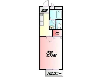 メゾン・ド・ボヌールA棟(1K/2階)の間取り写真