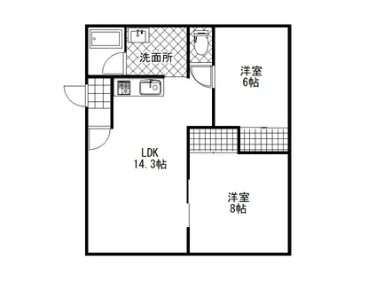 アリスハイツ(2LDK/1階)の間取り写真