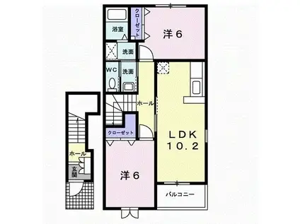 サンセットプレイスA(2LDK/2階)の間取り写真