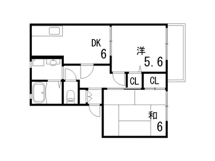 ディアス魚崎(2DK/1階)の間取り写真