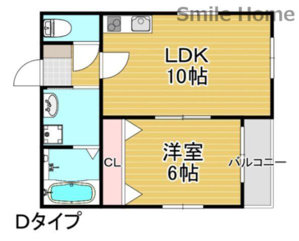 シティコート岸里玉出駅前(1LDK/2階)の間取り写真