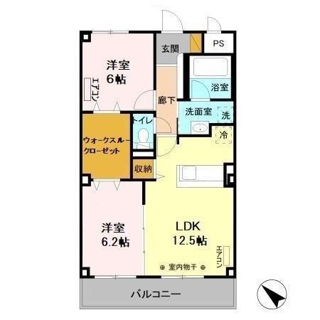 ベルグレイス(2LDK/1階)の間取り写真