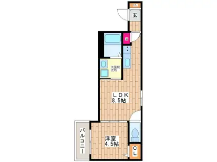メゾンボヌス(1LDK/3階)の間取り写真