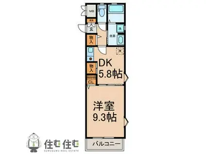 DEBUT(1DK/2階)の間取り写真