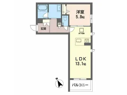シャーメゾン下荒田(1LDK/1階)の間取り写真