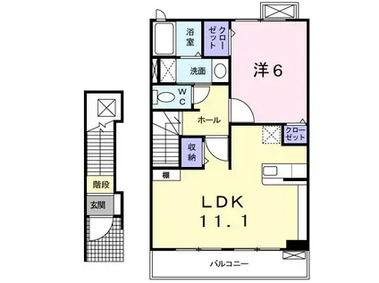 フェアリーエリアC棟(1LDK/2階)の間取り写真