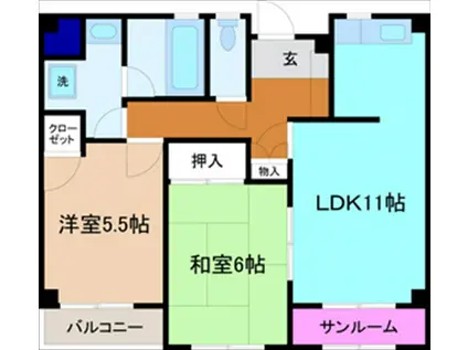 ヴァンドール(2LDK/2階)の間取り写真