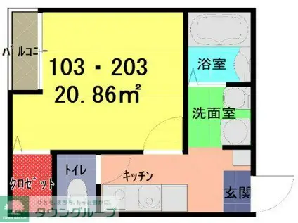 さいたま市見沼区島町AP2(1K/2階)の間取り写真