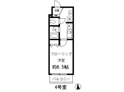 スクエアコート(1K/2階)の間取り写真