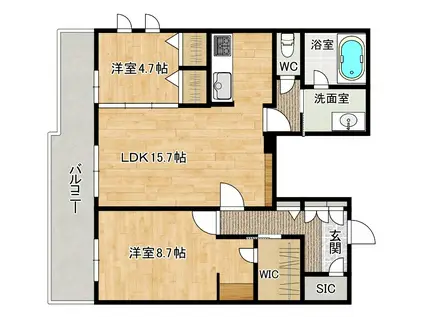 HERITAGE NAKAI MANOIRエリタージュナカイマノワー(2LDK/4階)の間取り写真