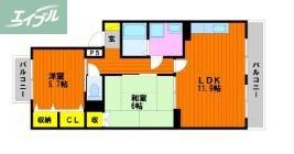 リーブロイヤル(2LDK/2階)の間取り写真