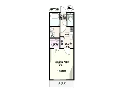 APT38(1K/1階)の間取り写真