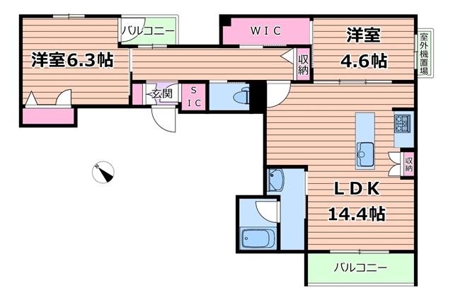 シャーメゾン ノワリー(2LDK/3階)の間取り写真