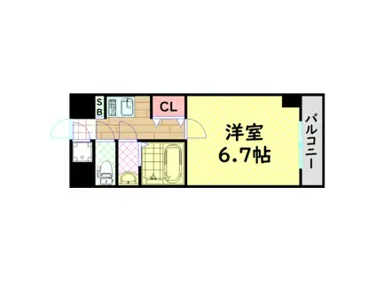 プレミアムコート谷町4丁目(1K/2階)の間取り写真