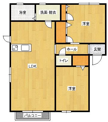 ハートレーベン(2LDK/1階)の間取り写真