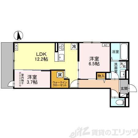ラ・パーチェ江坂 II(2LDK/1階)の間取り写真