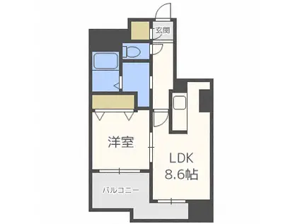 S-FORT北大前(1LDK/6階)の間取り写真
