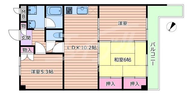 グリーンパレス千里中央A棟(3LDK/4階)の間取り写真