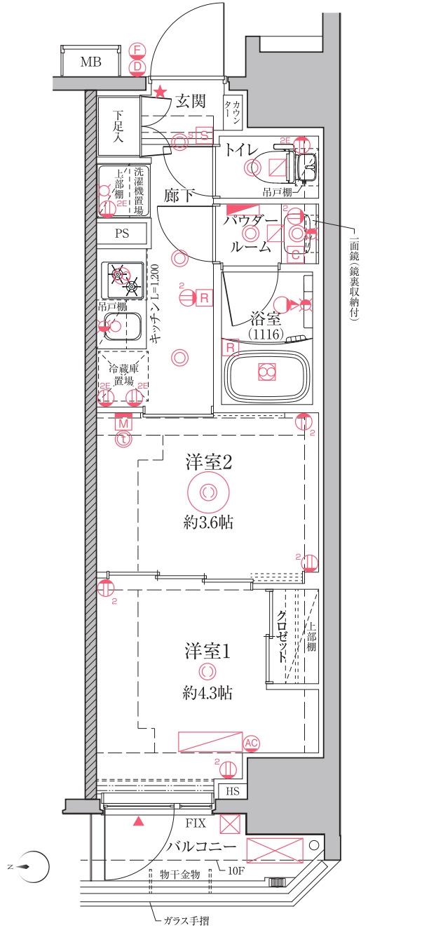 クレイシアIDZ川崎(2K/2階)の間取り写真