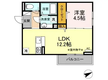 D-ROOM住吉 A(1LDK/3階)の間取り写真