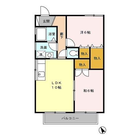 セジュールSS(2LDK/1階)の間取り写真