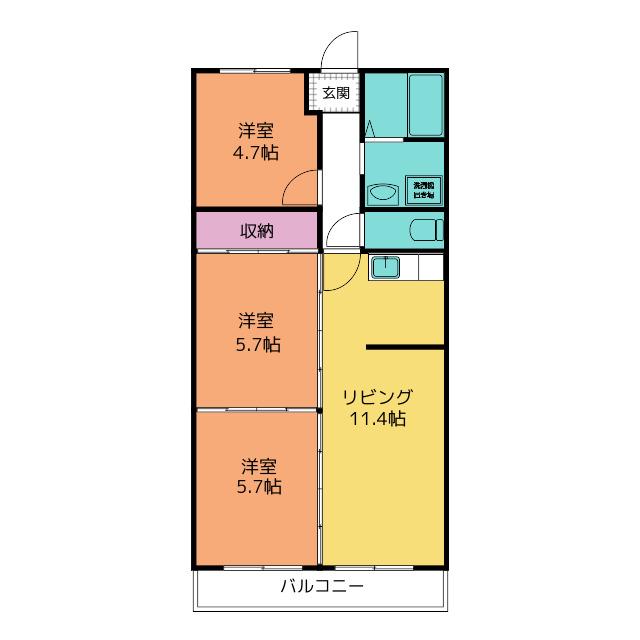 小山サンハイツ1(3LDK/2階)の間取り写真
