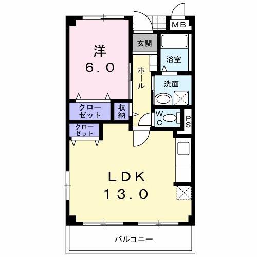 グレイスマンションII(1LDK/2階)の間取り写真
