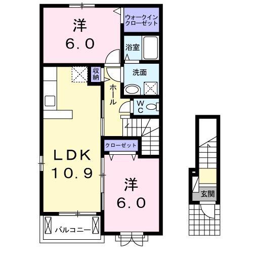 ロワンテール II(2LDK/2階)の間取り写真