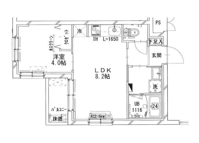 シャトーライフ相模原6(1LDK/1階)の間取り写真