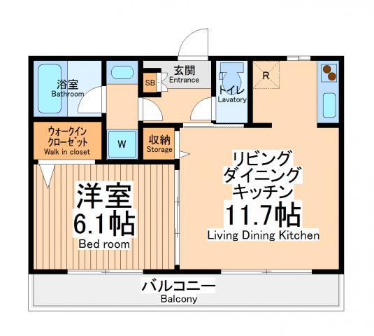 スリーエム(1LDK/1階)の間取り写真