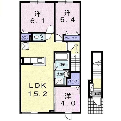 ヒカルサ 苫小牧 フロント(3LDK/2階)の間取り写真