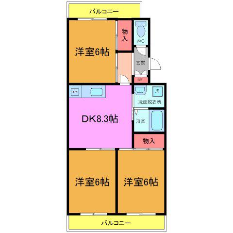 センテコスモ市川(3LDK/1階)の間取り写真