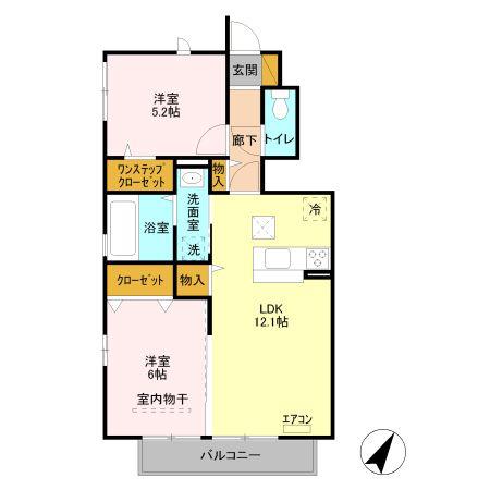 ELSINORE(2LDK/1階)の間取り写真