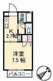ディアス上小川(1K/2階)の間取り写真