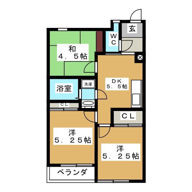 ファミール関ヶ原(3DK/2階)の間取り写真