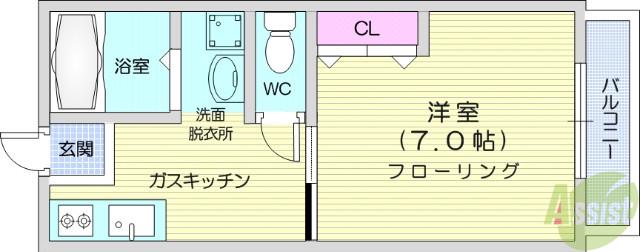 マサキハイツ(1DK/2階)の間取り写真