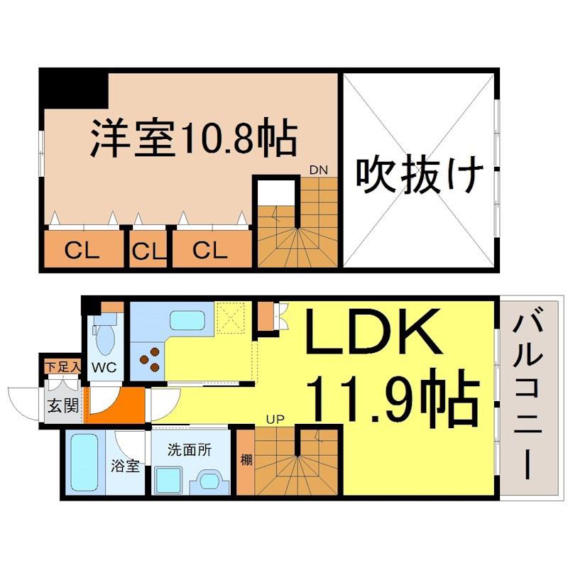 ラ・ドーニ清水(1LDK/8階)の間取り写真