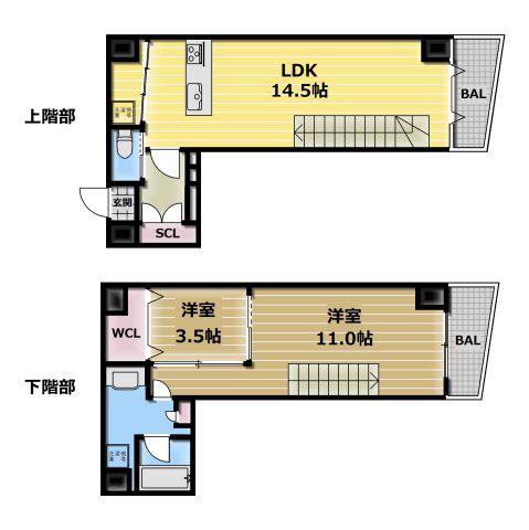 プレミアム長瀬(2LDK/9階)の間取り写真