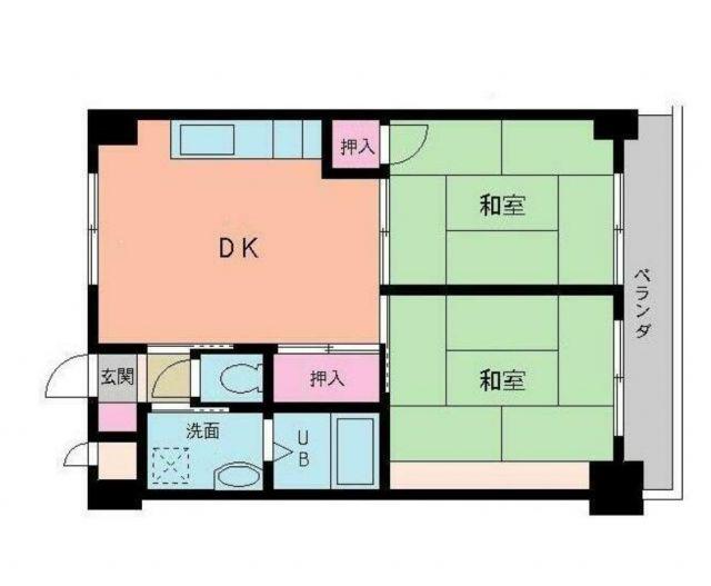 グランベール別府(2DK/5階)の間取り写真