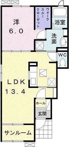 プリムラ 五番館(1LDK/1階)の間取り写真