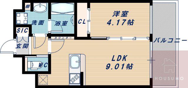 プレジオ緑地公園(1LDK/13階)の間取り写真