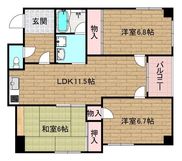 リヴラ寿(3LDK/3階)の間取り写真