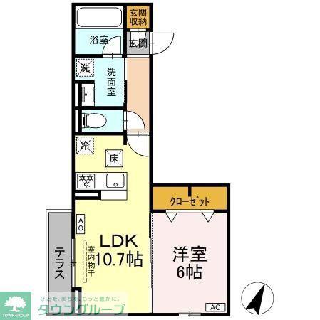 D-ASSET矢崎町(1LDK/3階)の間取り写真
