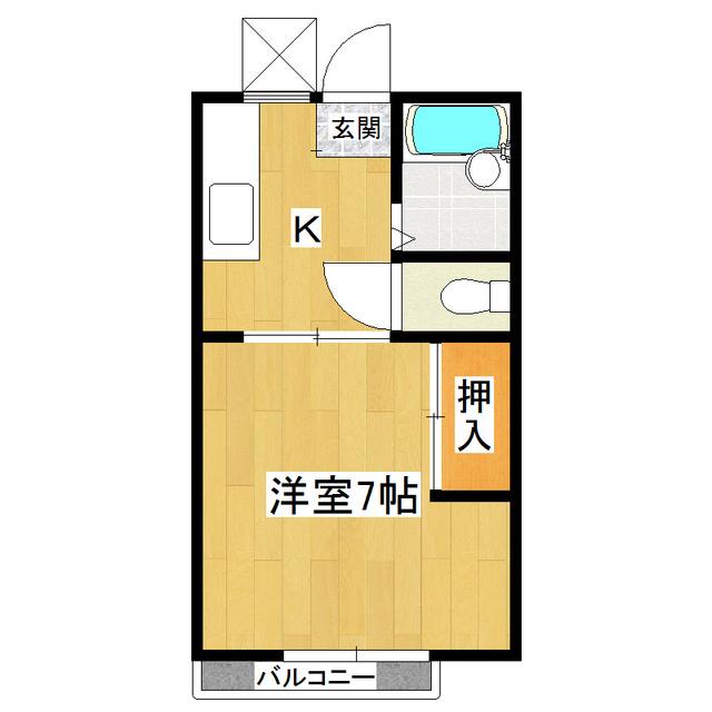 サンライフ西A棟(1K/2階)の間取り写真
