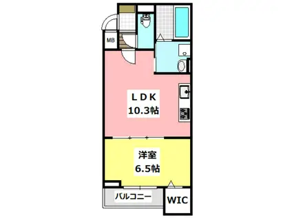 カーサモデルノ南摂津(1LDK/3階)の間取り写真