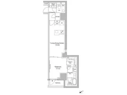 ザ・パークハビオ日本橋茅場町(1LDK/4階)の間取り写真