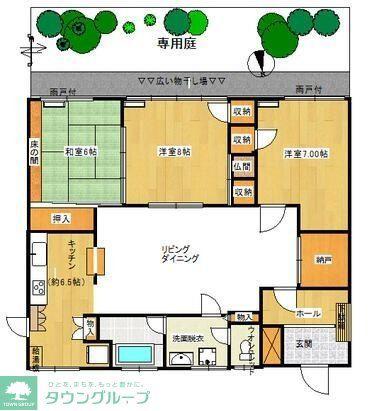 キャステル上福岡(3LDK/1階)の間取り写真