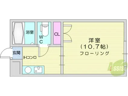 クレセントいづみ(1K/2階)の間取り写真