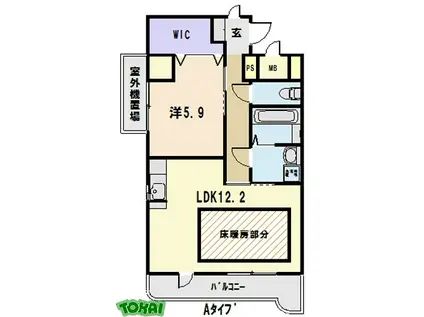 ウィルホンション(1LDK/4階)の間取り写真