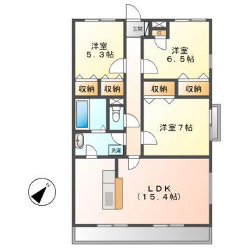 ソレイユ3(3LDK/2階)の間取り写真
